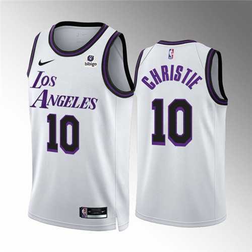 Men%27s Los Angeles Lakers #10 Max Christie White City Edition Stitched Basketball Jersey Dzhi->los angeles lakers->NBA Jersey